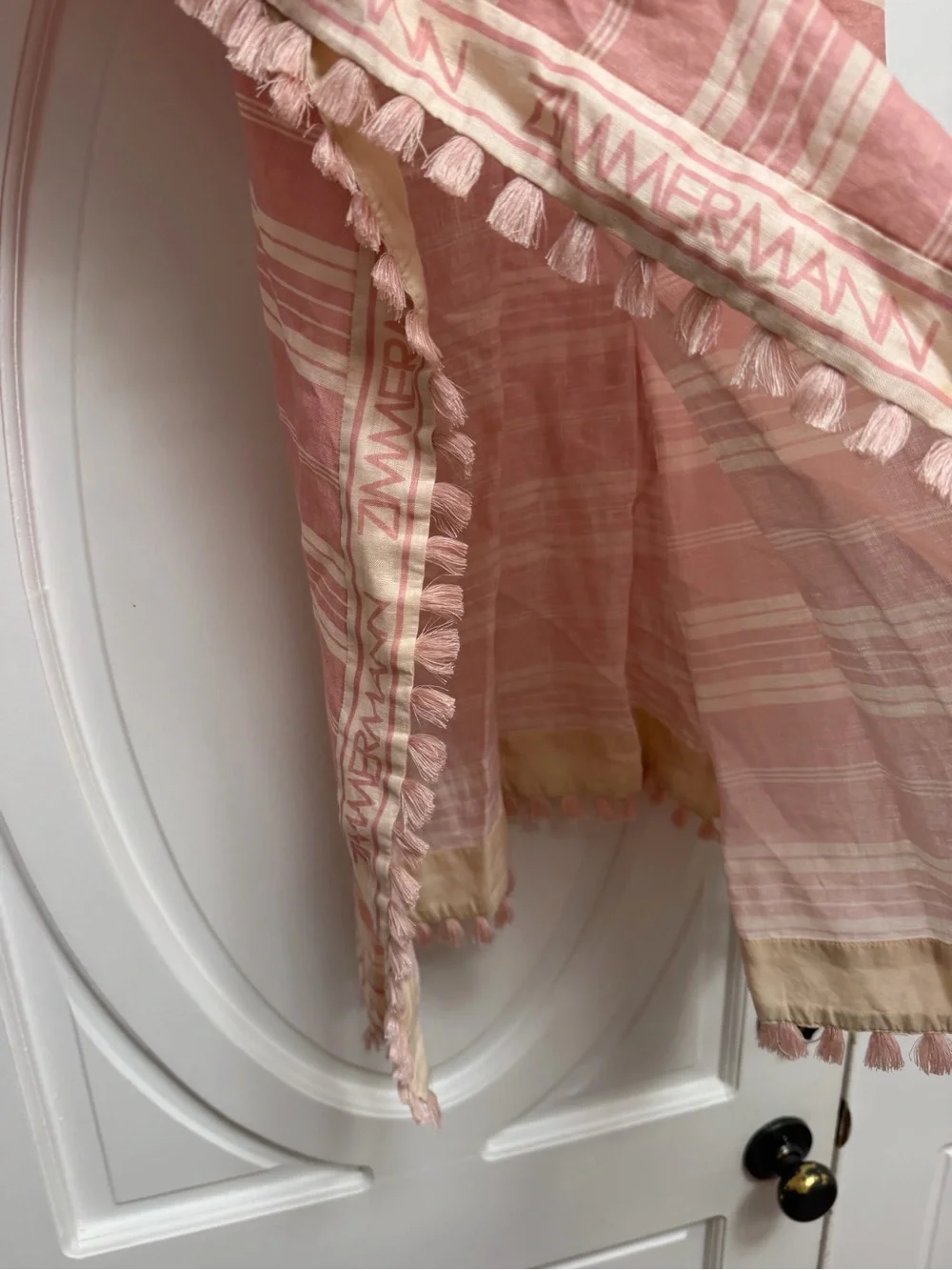 Zimmerman Kids Hooded Poncho Top in Dusty Pink Stripe 10